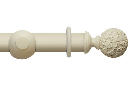 Hallis Modern Country Floral Ball 45mm Wooden Curtain Pole - Pearl