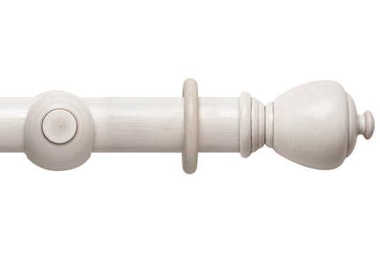 Hallis Modern Country Sugar Pot 55mm Wooden Curtain Pole - Brushed Ivory