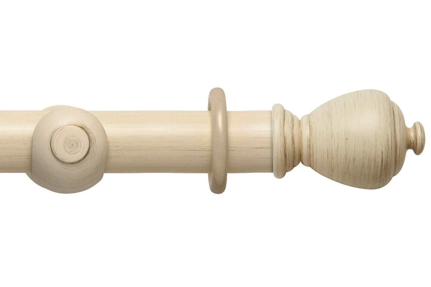 Hallis Modern Country Sugar Pot 55mm Wooden Curtain Pole - Brushed Cream
