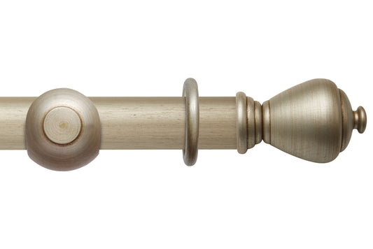 Hallis Modern Country Sugar Pot 55mm Wooden Curtain Pole - Satin Silver