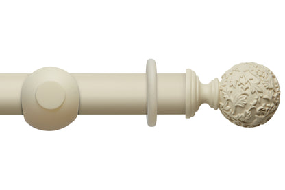 Hallis Modern Country Floral Ball 55mm Wooden Curtain Pole - Pearl