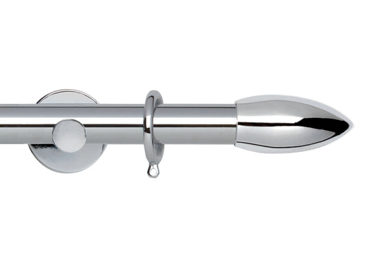 Hallis Neo Bullet 28mm Metal Curtain Pole (Cylinder Brackets) - Chrome