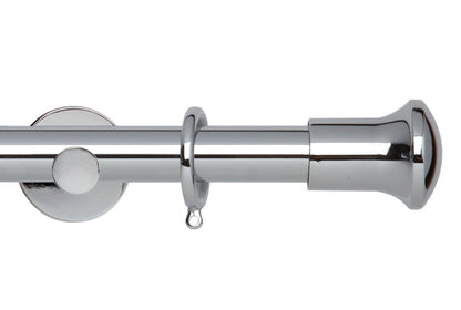 Hallis Neo Trumpet 28mm Metal Curtain Pole (Cylinder Brackets) - Chrome