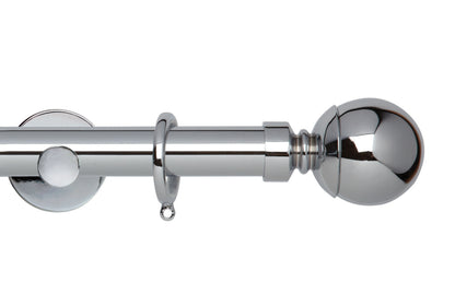 Hallis Neo Ball 28mm Metal Curtain Pole (Cylinder Brackets) - Chrome