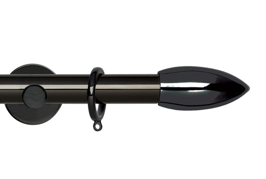 Hallis Neo Bullet 28mm Metal Curtain Pole (Cylinder Brackets) - Black Nickel