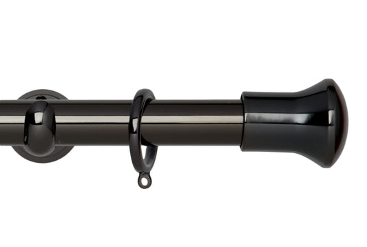 Hallis Neo Trumpet 28mm Metal Curtain Pole (Cup Brackets) - Black Nickel