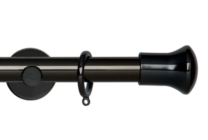 Hallis Neo Trumpet 28mm Metal Curtain Pole (Cylinder Brackets) - Black Nickel