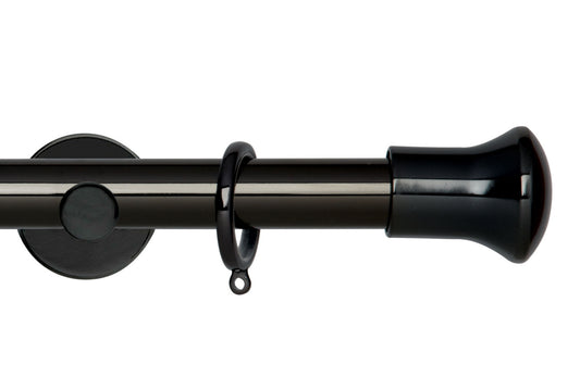 Hallis Neo Trumpet 28mm Metal Curtain Pole (Cylinder Brackets) - Black Nickel