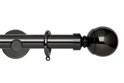 Hallis Neo Ball 28mm Metal Curtain Pole (Cylinder Brackets) - Black Nickel