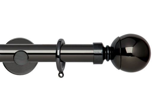 Hallis Neo Ball 28mm Metal Curtain Pole (Cylinder Brackets) - Black Nickel