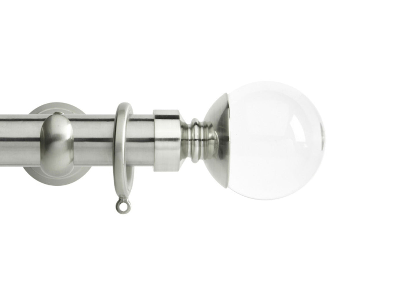Hallis Neo Premium Clear Plain Ball 28mm Metal Curtain Pole (Cup Brackets) - Stainless Steel