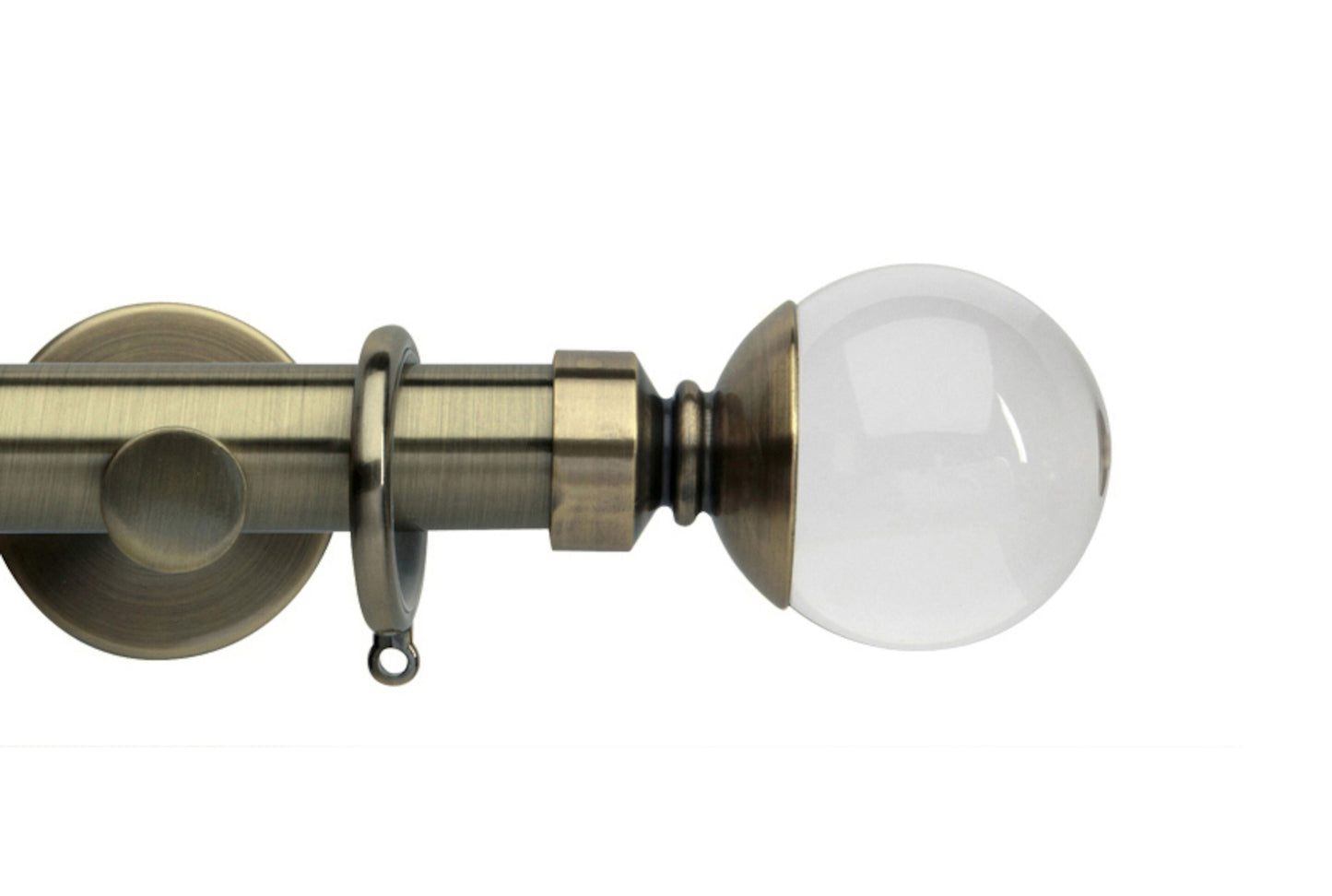 Hallis Neo Premium Clear Plain Ball 28mm Metal Curtain Pole (Cylinder Brackets) - Spun Brass