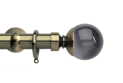 Hallis Neo Premium Smoke Plain Ball 28mm Metal Curtain Pole (Cup Brackets) - Spun Brass