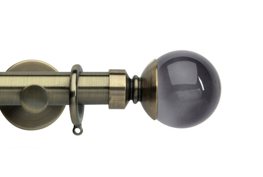 Hallis Neo Premium Smoke Plain Ball 28mm Metal Curtain Pole (Cylinder Brackets) - Spun Brass