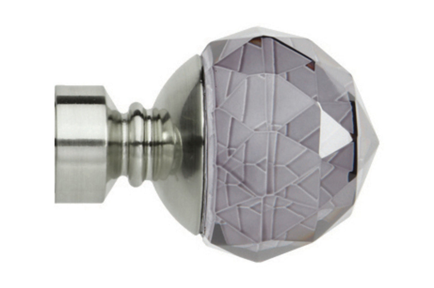 Hallis Neo Premium 28mm Smoke Faceted Ball Metal Curtain Pole Finials (Pair) - Stainless Steel
