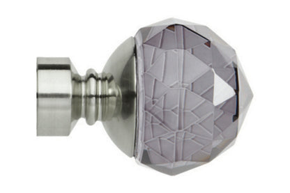 Hallis Neo Premium 28mm Smoke Faceted Ball Metal Curtain Pole Finials (Pair) - Stainless Steel