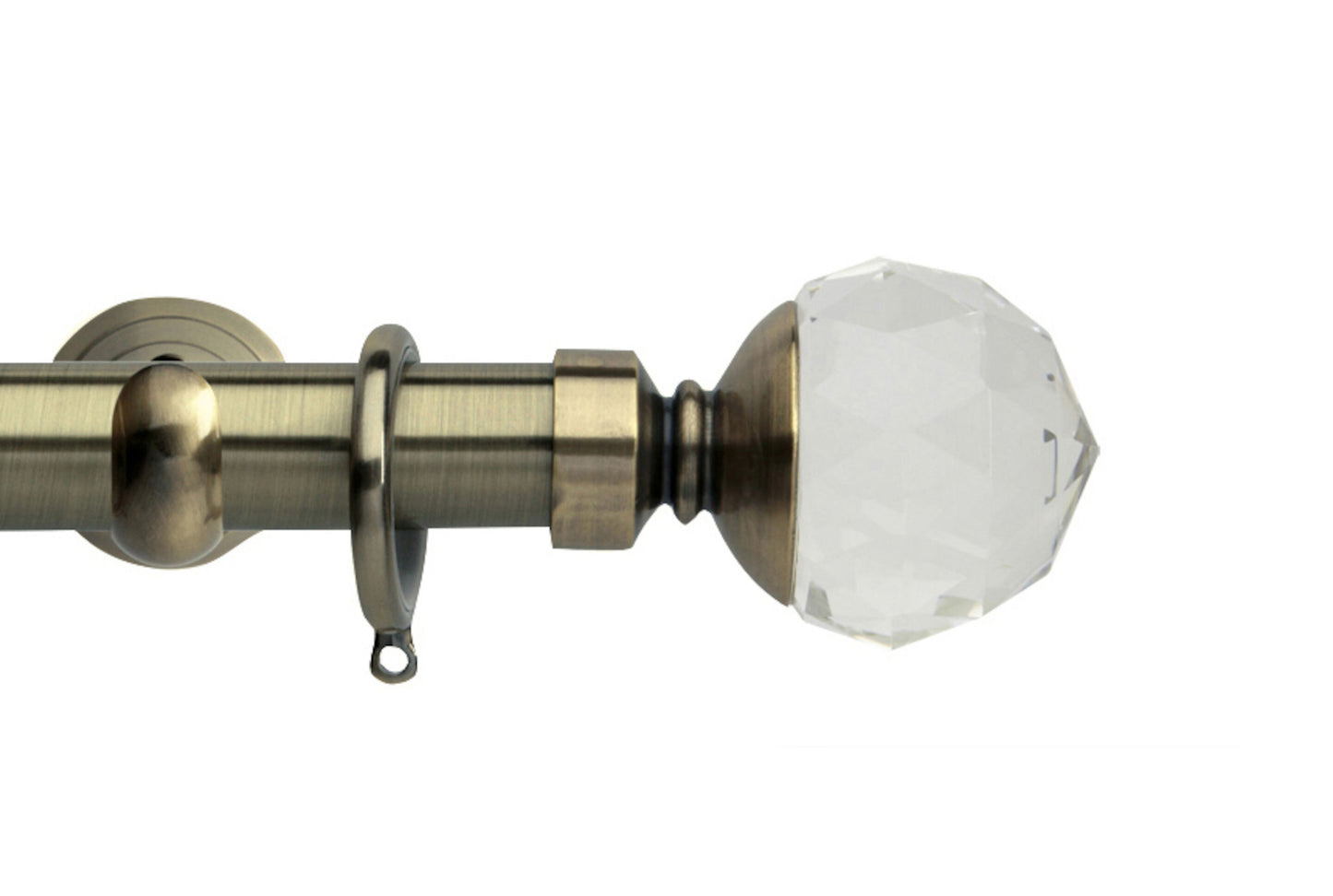 Hallis Neo Premium Clear Faceted Ball 28mm Metal Curtain Pole (Cup Brackets) - Spun Brass