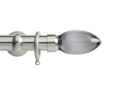 Hallis Neo Premium Smoke Teardrop 28mm Metal Curtain Pole (Cup Brackets) - Stainless Steel