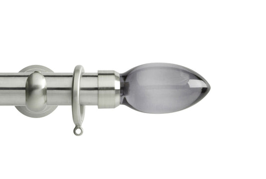 Hallis Neo Premium Smoke Teardrop 28mm Metal Curtain Pole (Cup Brackets) - Stainless Steel