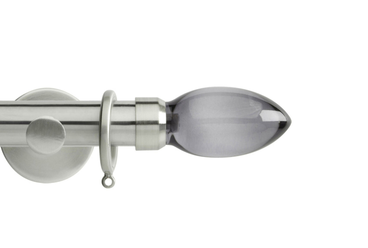Hallis Neo Premium Smoke Teardrop 28mm Metal Curtain Pole (Cylinder Brackets) - Stainless Steel