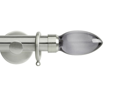 Hallis Neo Premium Smoke Teardrop 28mm Metal Curtain Pole (Cylinder Brackets) - Stainless Steel