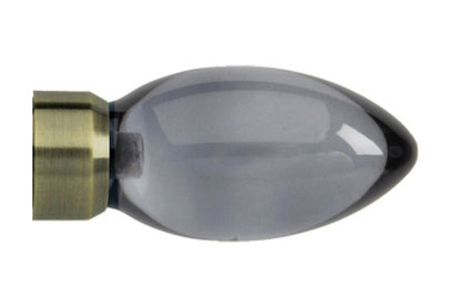 Hallis Neo Premium 28mm Smoke Teardrop Metal Curtain Pole Finials (Pair) - Spun Brass