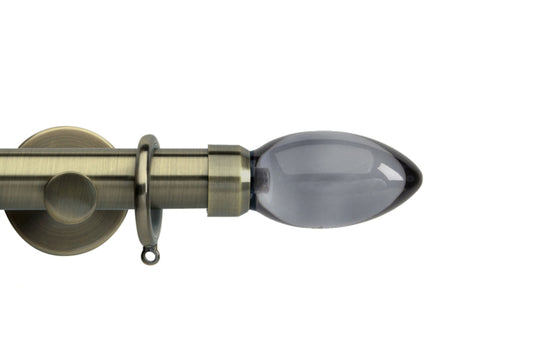 Hallis Neo Premium Smoke Teardrop 28mm Metal Curtain Pole (Cylinder Brackets) - Spun Brass