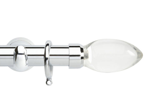 Hallis Neo Premium Clear Teardrop 28mm Metal Curtain Pole (Cup Brackets) - Chrome