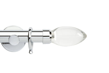 Hallis Neo Premium Clear Teardrop 28mm Metal Curtain Pole (Cylinder Brackets) - Chrome