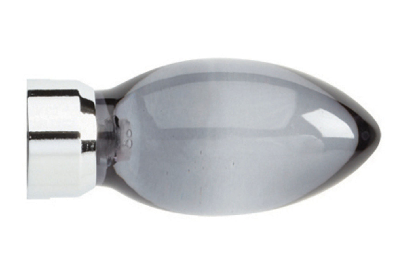 Hallis Neo Premium 28mm Smoke Teardrop Metal Curtain Pole Finials (Pair) - Chrome
