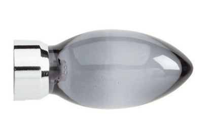 Hallis Neo Premium 28mm Smoke Teardrop Metal Curtain Pole Finials (Pair) - Chrome