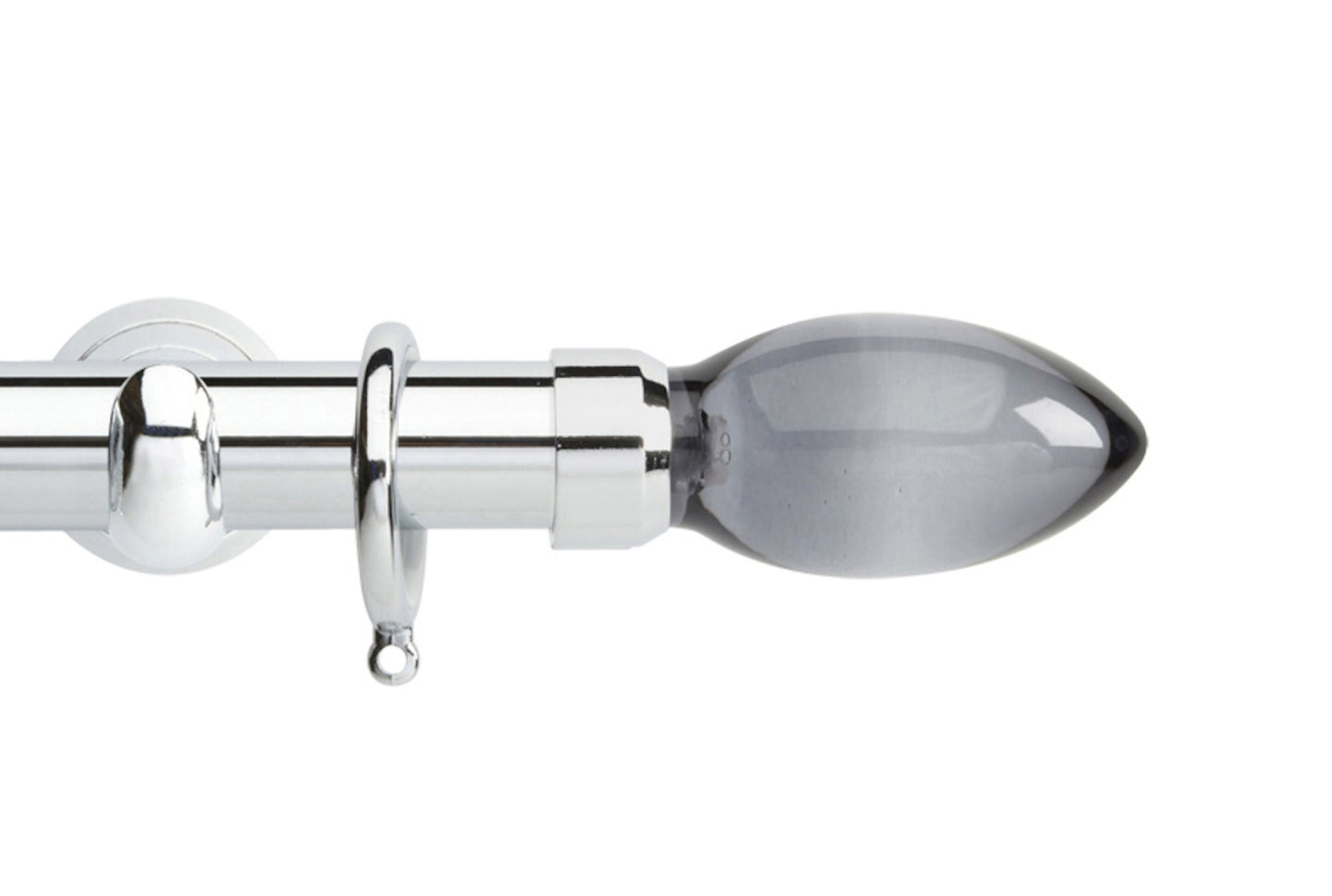 Hallis Neo Premium Smoke Teardrop 28mm Metal Curtain Pole (Cup Brackets) - Chrome