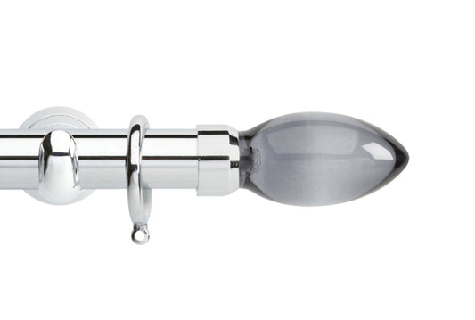 Hallis Neo Premium Smoke Teardrop 28mm Metal Curtain Pole (Cup Brackets) - Chrome