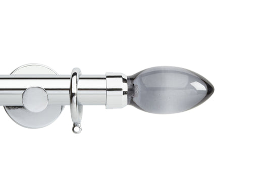 Hallis Neo Premium Smoke Teardrop 28mm Metal Curtain Pole (Cylinder Brackets) - Chrome