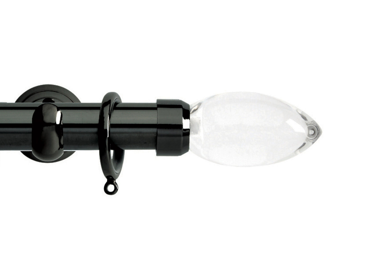 Hallis Neo Premium Clear Teardrop 28mm Metal Curtain Pole (Cup Brackets) - Black Nickel