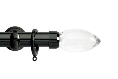 Hallis Neo Premium Clear Teardrop 28mm Metal Curtain Pole (Cup Brackets) - Black Nickel