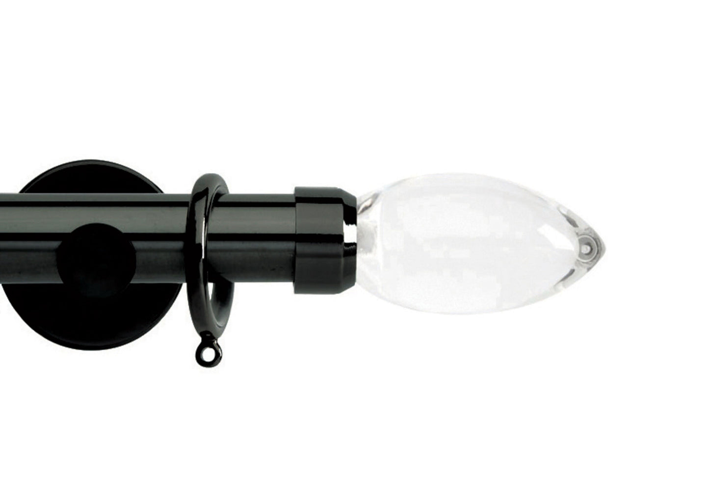 Hallis Neo Premium Clear Teardrop 28mm Metal Curtain Pole (Cylinder Brackets) - Black Nickel