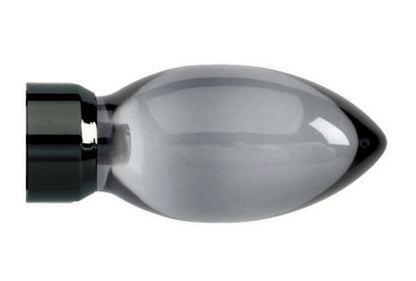 Hallis Neo Premium 28mm Smoke Teardrop Metal Curtain Pole Finials (Pair) - Black Nickel