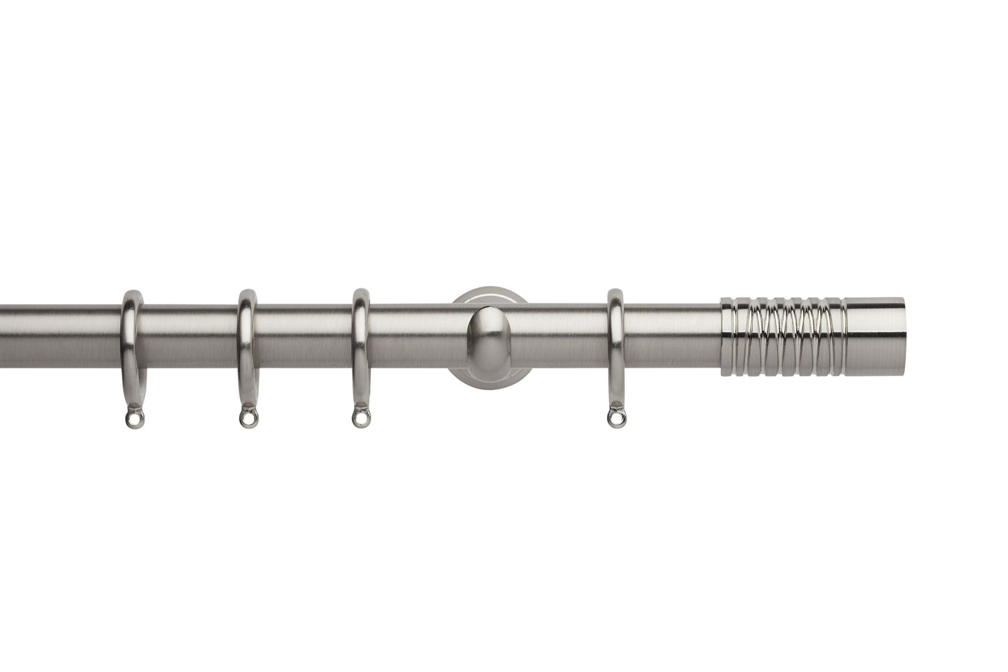 Hallis Neo Wired Barrel 28mm Metal Curtain Pole (Cup Brackets) - Stainless Steel