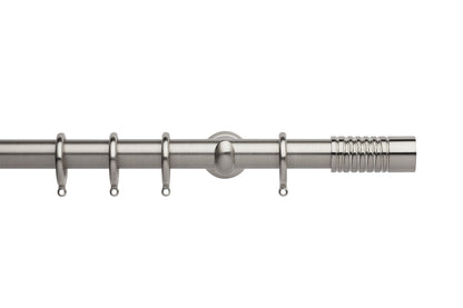 Hallis Neo Wired Barrel 28mm Metal Curtain Pole (Cup Brackets) - Stainless Steel