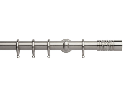 Hallis Neo Wired Barrel 28mm Metal Curtain Pole (Cup Brackets) - Stainless Steel
