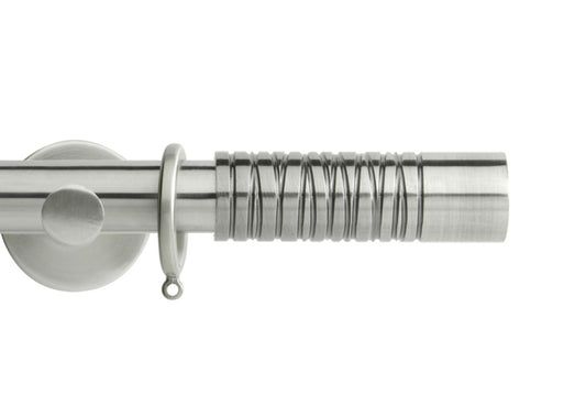 Hallis Neo Premium Barrel 28mm Metal Curtain Pole (Cylinder Brackets) - Stainless Steel