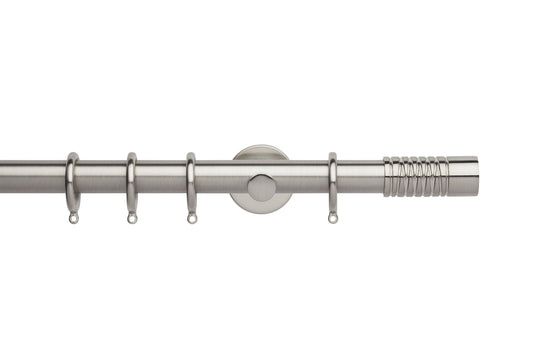 Hallis Neo Wired Barrel 28mm Metal Curtain Pole (Cylinder Brackets) - Stainless Steel