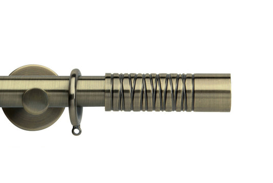 Hallis Neo Premium Barrel 28mm Metal Curtain Pole (Cylinder Brackets) - Spun Brass