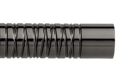 Hallis Neo Premium 28mm Wired Barrel Metal Curtain Pole Finials (Pair) - Black Nickel