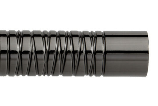 Hallis Neo Premium 28mm Wired Barrel Metal Curtain Pole Finials (Pair) - Black Nickel