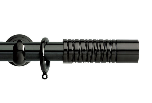 Hallis Neo Premium Barrel 28mm Metal Curtain Pole (Cup Brackets) - Black Nickel