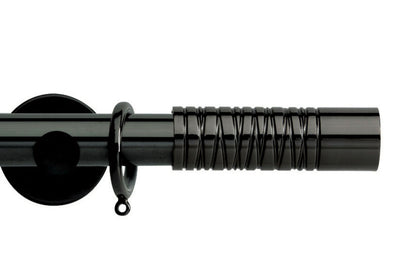 Hallis Neo Premium Barrel 28mm Metal Curtain Pole (Cylinder Brackets) - Black Nickel