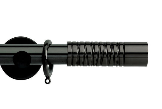 Hallis Neo Premium Barrel 28mm Metal Curtain Pole (Cylinder Brackets) - Black Nickel