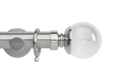 Hallis Neo Premium Clear Plain Ball 35mm Metal Curtain Pole - Stainless Steel